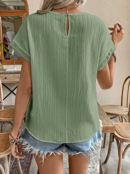 Lace Trimmed Top - Green