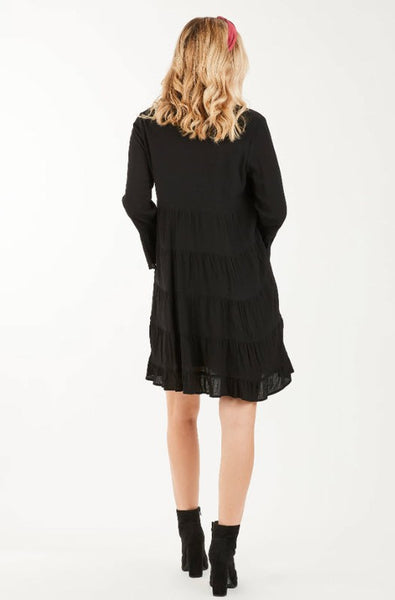 Tiered Ruffle Dress - Black