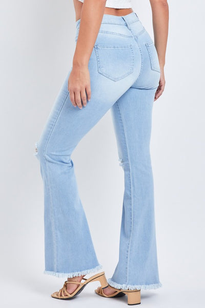 Flare Jeans w/ Distressing  - Light Wash