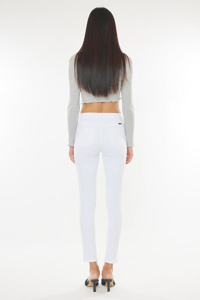 High Rise Ankle Skinny Jeans - White