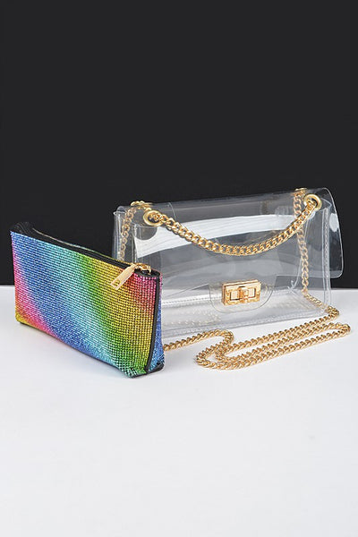 Transparent Crossbody/Clutch - Multicolor