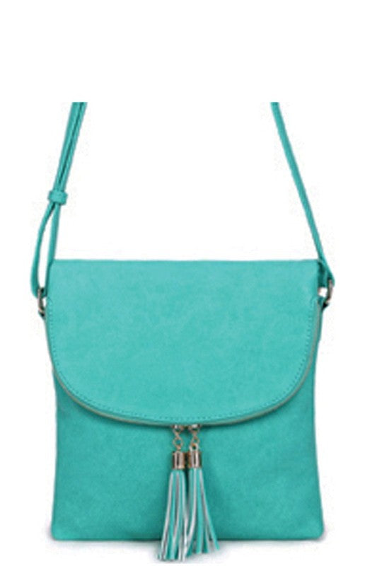 Flap Over Crossbody Bag - Turquoise