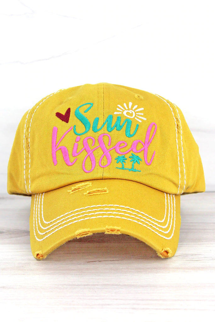 “Sun Kissed” Vintage Washed Ball Cap - Yellow