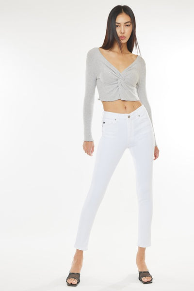 High Rise Ankle Skinny Jeans - White