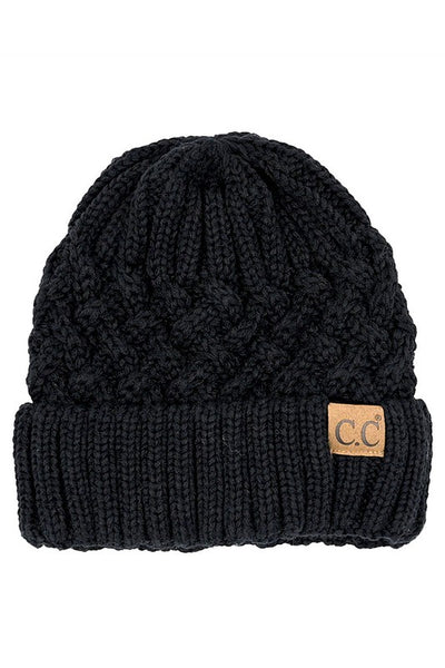 CC Lattice Pattern Beanie - Black