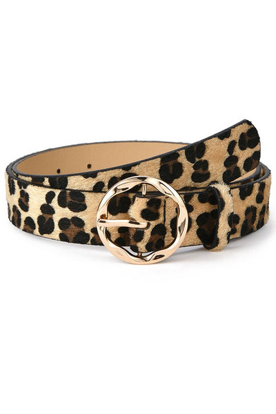 Round Buckle Belt - Leopard