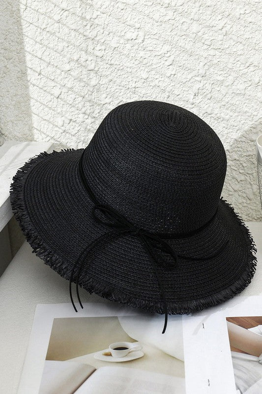 Straw Sun Hat - Black